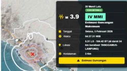 BMKG Catat 76 Gempa di Tanggamus, Bersamaan dengan Gempa Kuat di Maluku dan Papua