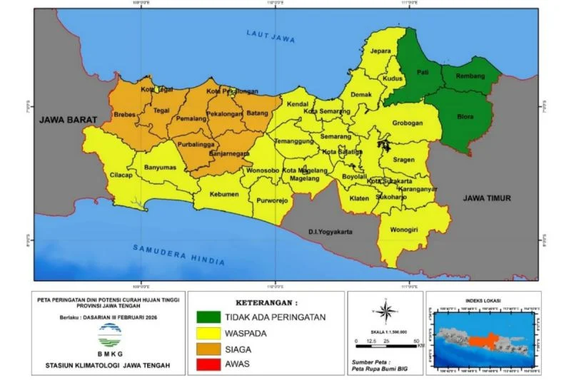 BMKG: Musim Hujan Mundur, Tujuh Kabupaten di Jateng Berstatus Awas Kekeringan
