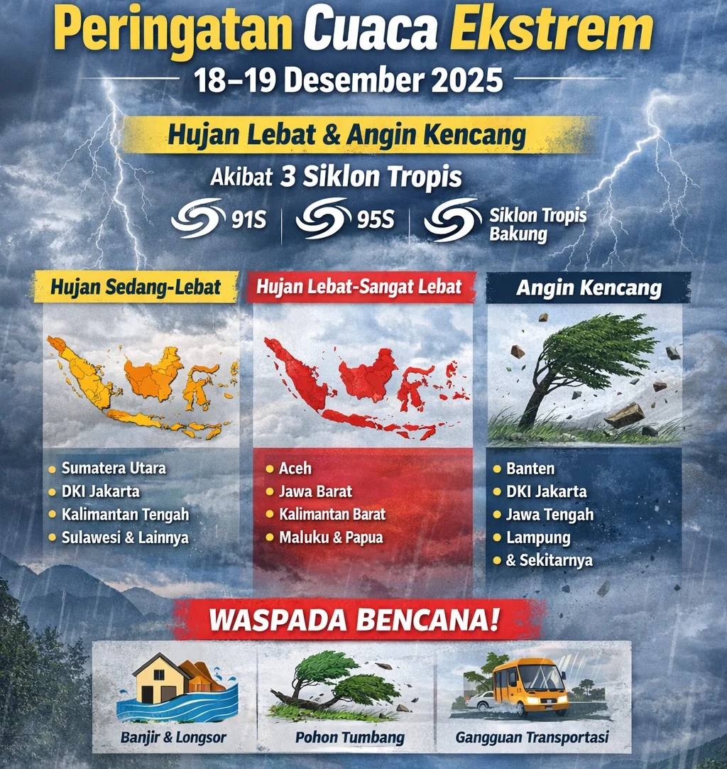 BMKG Rilis Peringatan Cuaca Ekstrem 23-24 Oktober 2026: 5 Provinsi Berstatus Siaga