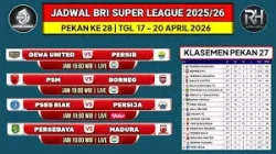Jadwal Pertandingan Liga 1 dan Ragam Kompetisi Dunia pada 26 Oktober 2026