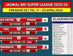 Jadwal Pertandingan Liga 1 dan Ragam Kompetisi Dunia pada 26 Oktober 2026