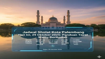 Jadwal Sholat Hari Ini di Palembang, Subang, dan Denpasar Selasa 13 Oktober 2026
