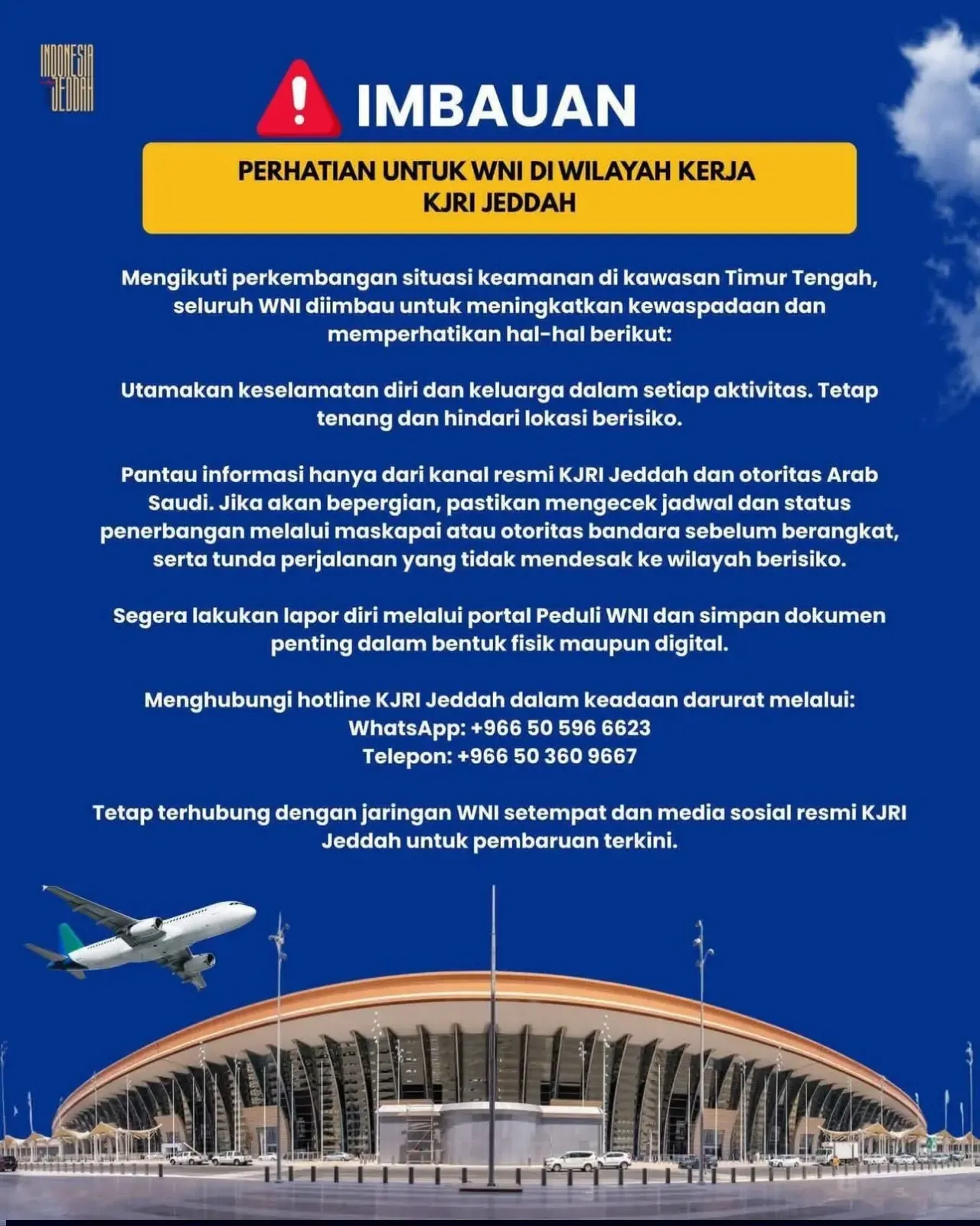 Kemlu Imbau WNI di Arab Saudi Tingkatkan Kewaspadaan Usai Serangan Bandara Riyadh