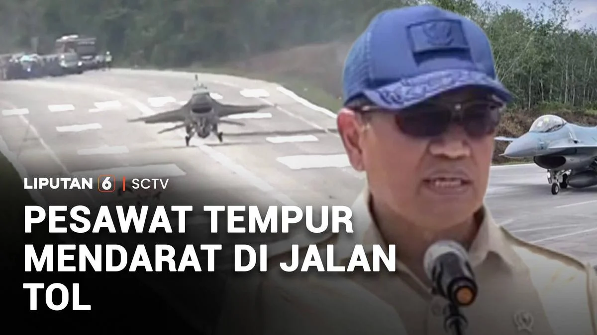 Momen 4 Pesawat Tempur Mendarat di Tol Paspro, Warga Antusias Nonton dari Tepi Jalan